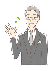 笑顔でOKサインを出す男性