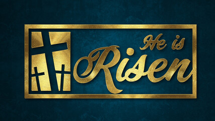 Fototapeta premium Easter banner with bible word in gold style on dark background.