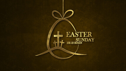 Easter banner with bible word in gold style on dark background.