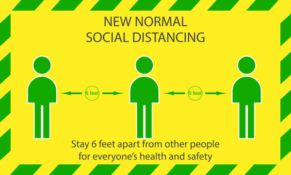 Icon People Concept New Normal Stay 6 Feet Apart From Other People, The Practices Put In Place To Enforce Social Distancing, Vector Illustration