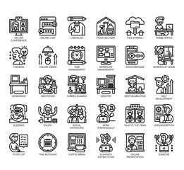 Set of work from home thin line and pixel perfect icons for any web and app project.