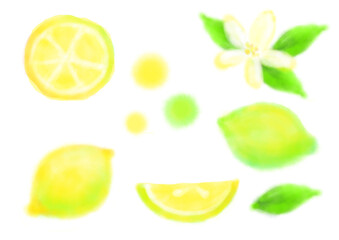 水彩のレモン素材セット