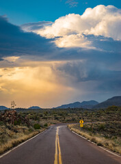 Sunset thunderstorm clouds along the Apache Trail in Arizona