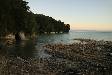 sunset, Abel tasman bay, Marlborough sound, New Zealand, South island