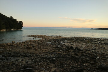 Sunset Abel tasman bay, Marlborough sound, New Zealand, South island