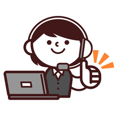 オペレーター　コールセンター　女性　ノートパソコン　グッド