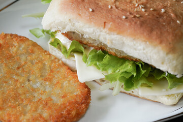Homemade mackerel sandwich.