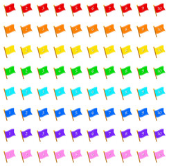 カラフルな数字アイコンセット（旗・フラッグ）