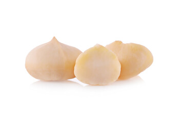 Macadamia nut isolated on white background.