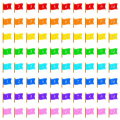 カラフルな数字アイコンセット（旗・フラッグ）