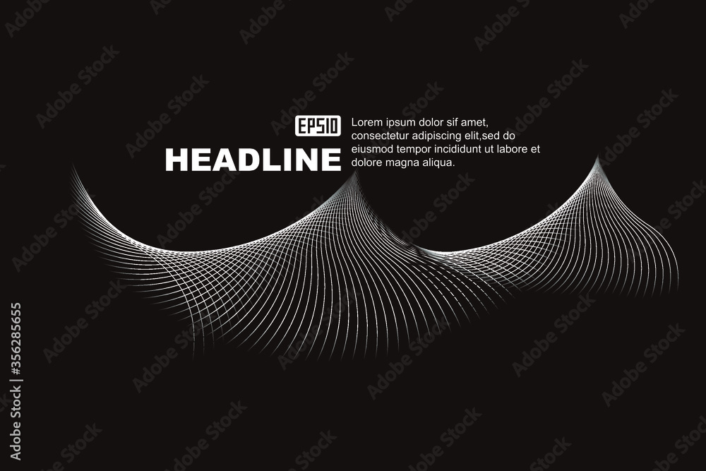 Poster elegant black and white gray gradient lines, abstract vector lines texture background.