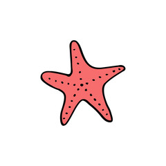 starfish doodle icon, vector illustration