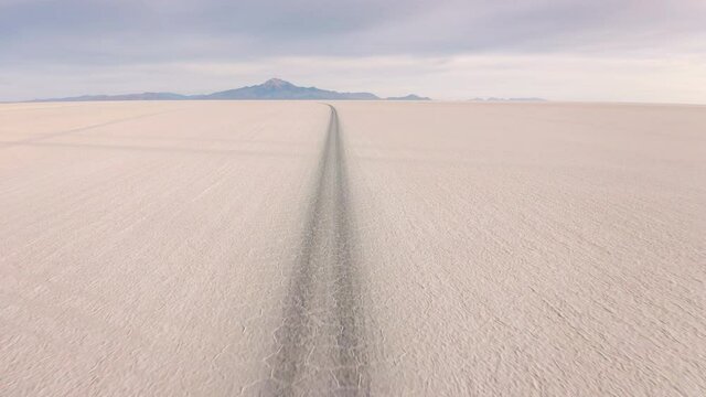 Aerial Incahuasi Island on Uyuni salar. South of Bolivia.
