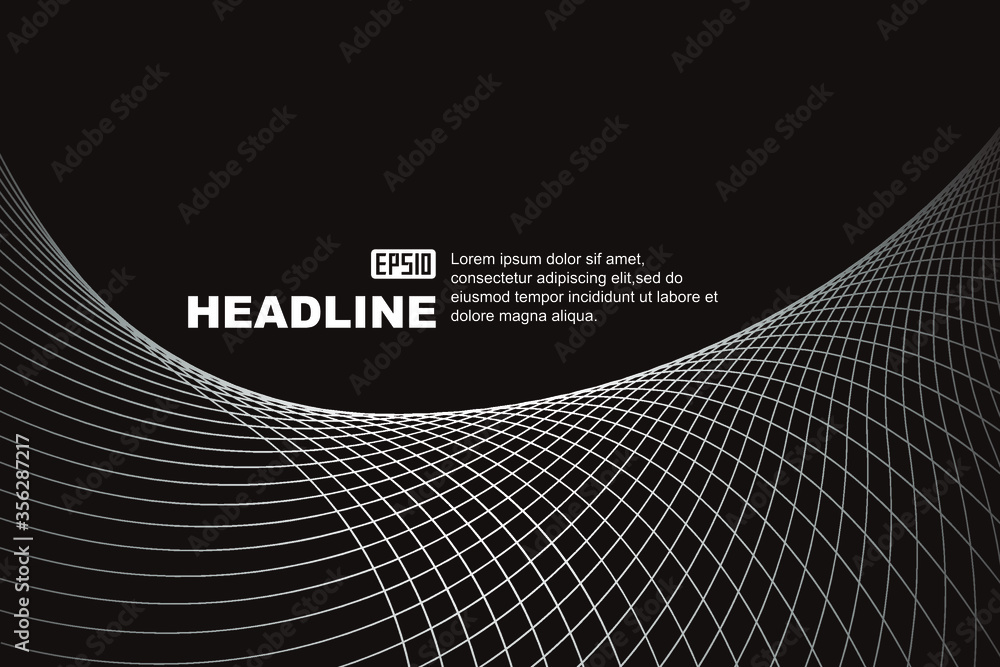 Poster elegant black and white gray gradient lines, abstract vector lines texture background.