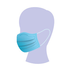 mannequin head with medical mask protection accessory