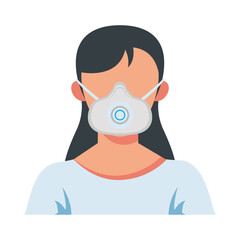 young woman wearing medical mask with filter character
