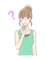 不安・疑問・悩みを感じる正面向きの女性