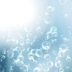 bubbles in the blue water