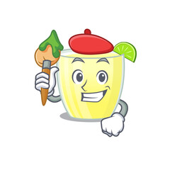 An artistic daiquiri cocktail artist mascot design paint using a brush