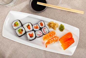 Assorted sushi maki and nigiri
