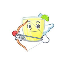 Daiquiri cocktail in sweet romantic cupid cartoon drawing with arrow