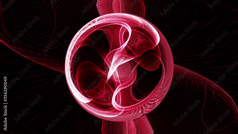 Poster seamless loop abstract technology background. red glowing energy and wire frame mesh global sphere a