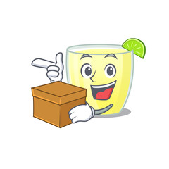 A cheerful daiquiri cocktail cartoon design concept having a box