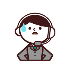 オペレーター　コールセンター　男性　困惑　困る