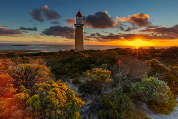 Fototapeta na wymiar Beautiful sunset over Cape Du Couedic Lighthouse. Flinders Chase National Park.Kangaroo Island.South Australia.