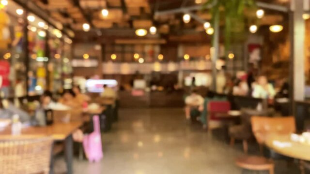 Blur coffee shop atmosphere  background. Bokeh shot Blurred People restaurant cafe interior background.  
