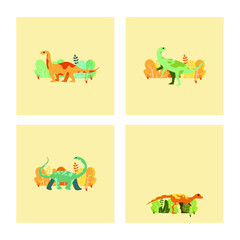 Fototapeta premium Set of dinosaur illustrations