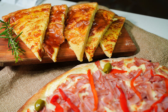 Faina y Pizza Jamon muzzarella morro. Comida Real