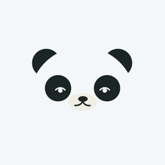 Cute Panda Face vector illustration, Animals vector postcard illustration in cute, flat style