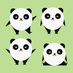 Cute Little Pandacharacter vector illustration for kids set in modern, flat style