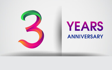 3rd Anniversary celebration logo, colorful design logotype isolated on white background.