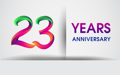 23rd Anniversary celebration logo, colorful design logotype isolated on white background.