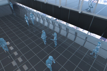 Obraz premium オフィスまたは、駅のコンコースにいるガラスの人間。 Glass-humans in the office or concourse.