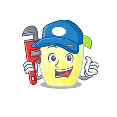 cartoon character design of daiquiri cocktail as a Plumber with tool