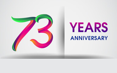 73rd Anniversary celebration logo, colorful design logotype isolated on white background.