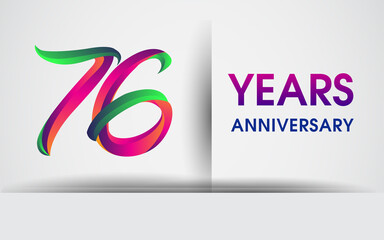 76th Anniversary celebration logo, colorful design logotype isolated on white background.