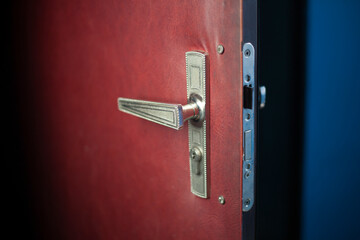 Opened door. Doorhandle