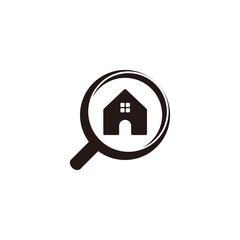 magnify house searching symbol decoration logo vector