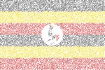 PEN HAND DRAWING STYLE FLAG : Uganda