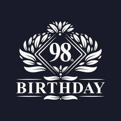 98 years Birthday Logo, Luxury 98th Birthday Celebration.