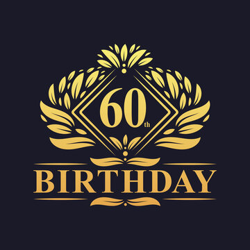 60 Years Birthday Logo, Luxury Golden 60th Birthday Celebration.