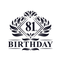 81 years Birthday Logo, Luxury 81st Birthday Celebration.