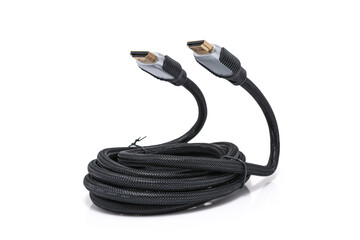 HDMI Cable on a white background, including clipping path. Studio shoot.