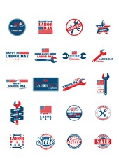 set of labor day labels