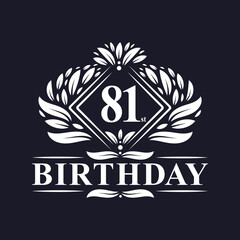 81 years Birthday Logo, Luxury 81st Birthday Celebration.