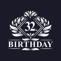 32 years Birthday Logo, Luxury 32nd Birthday Celebration.